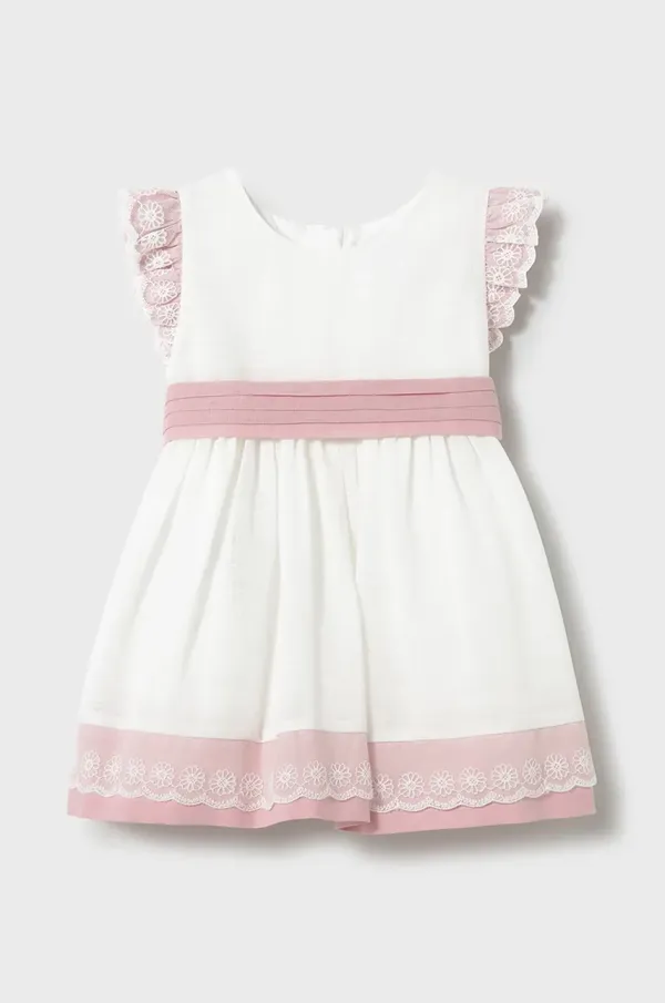 Mayoral Otroška obleka z mešanico lanu Mayoral roza barva, 1908