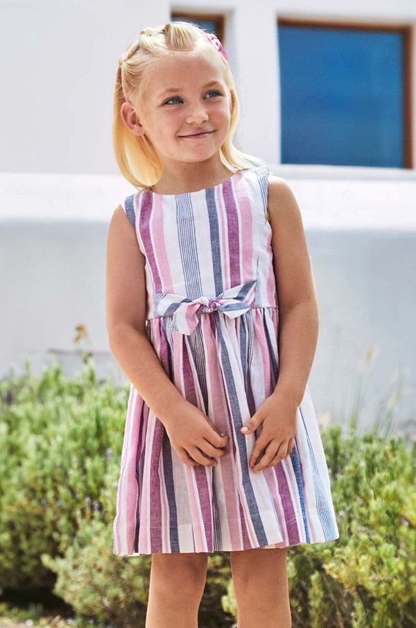 Mayoral Otroška obleka z mešanico lanu Mayoral vijolična barva