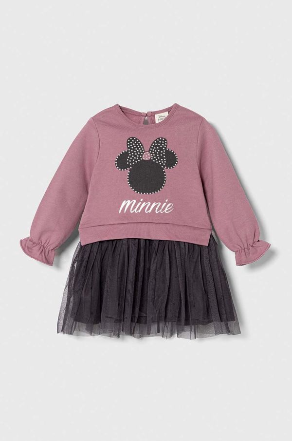 Zippy Otroška obleka zippy x Disney vijolična barva