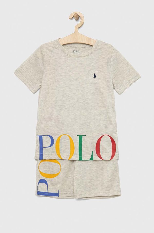 Polo Ralph Lauren Otroška pižama Polo Ralph Lauren bež barva