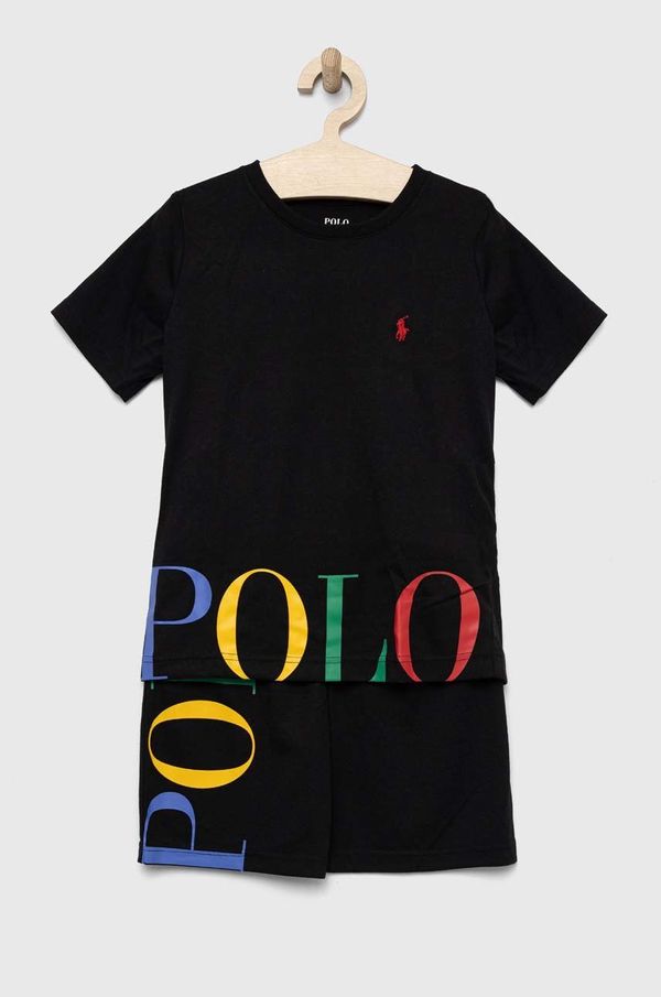 Polo Ralph Lauren Otroška pižama Polo Ralph Lauren črna barva