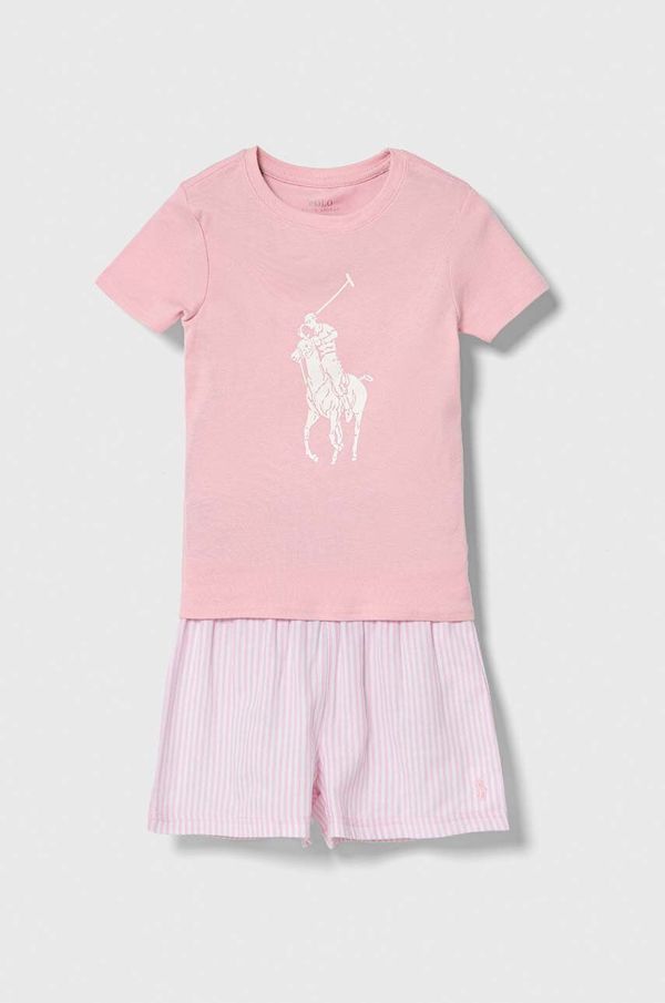 Polo Ralph Lauren Otroška pižama Polo Ralph Lauren roza barva
