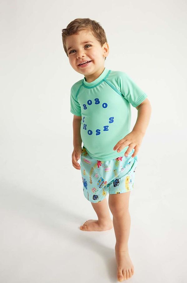Bobo Choses Otroška plavalna kratka majica Bobo Choses turkizna barva
