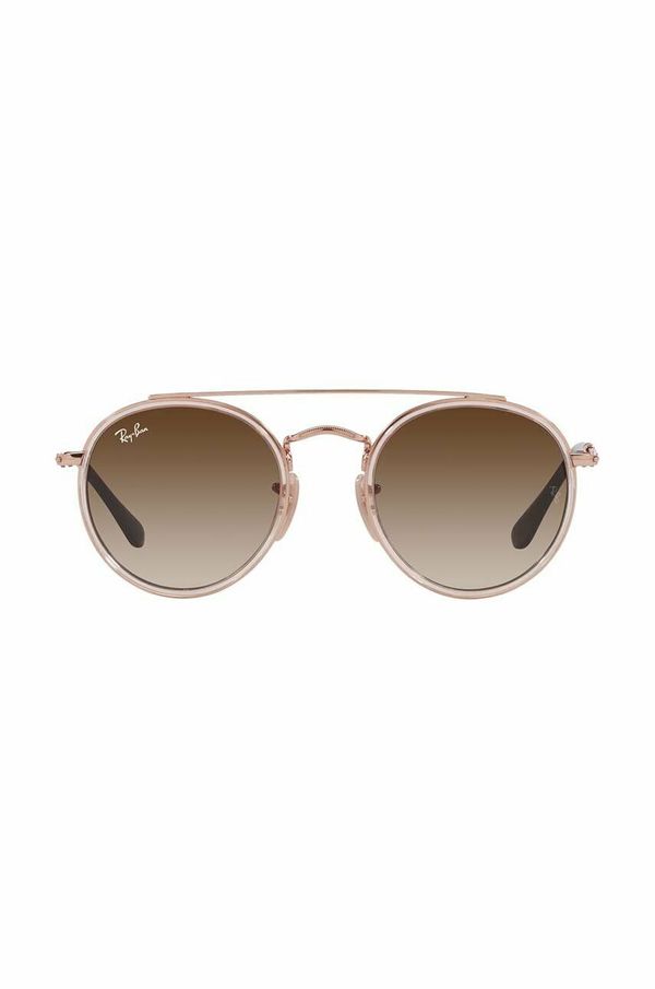 Ray-Ban Otroška sončna očala Ray-Ban Round Double Bridge rjava barva, 0RJ9647S