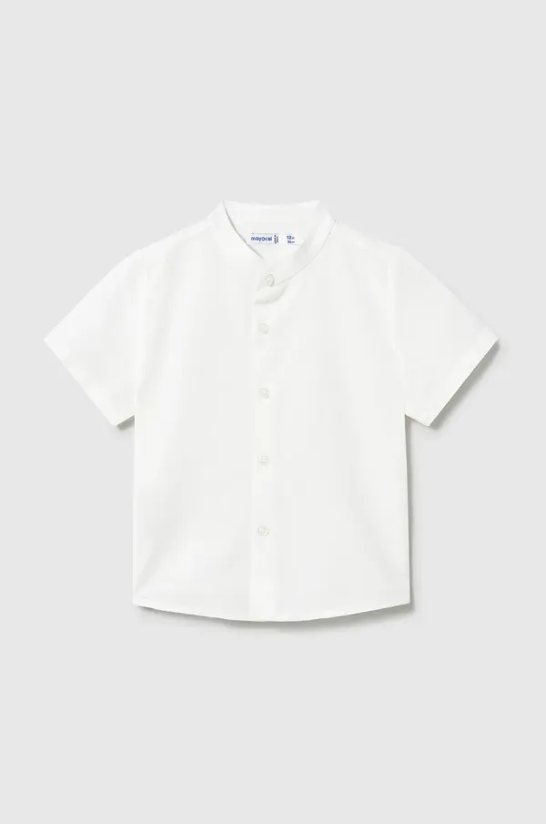Mayoral Otroška srajca s primesjo lanu Mayoral bela barva, 1110