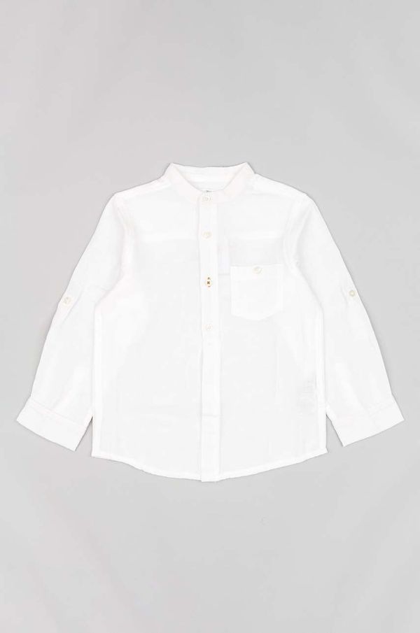 Zippy Otroška srajca s primesjo lanu zippy bela barva
