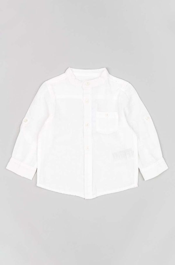 Zippy Otroška srajca s primesjo lanu zippy bela barva