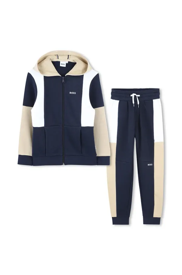 BOSS Otroška trenirka BOSS mornarsko modra barva, J51966