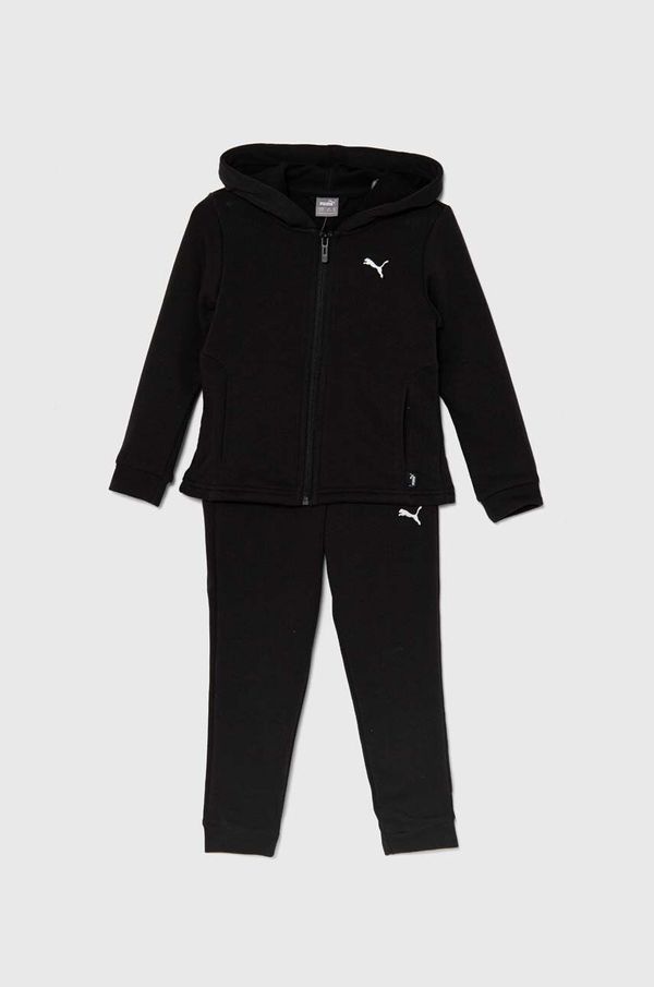 Puma Otroška trenirka Puma Hooded Sweat Suit TR cl G črna barva