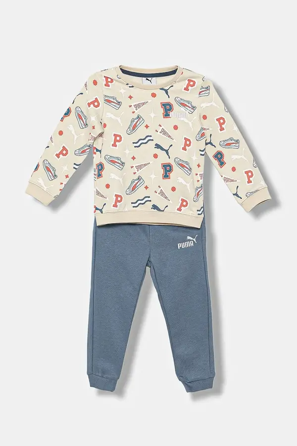 Puma Otroška trenirka Puma MINICATS AOP Crew Set FL INF