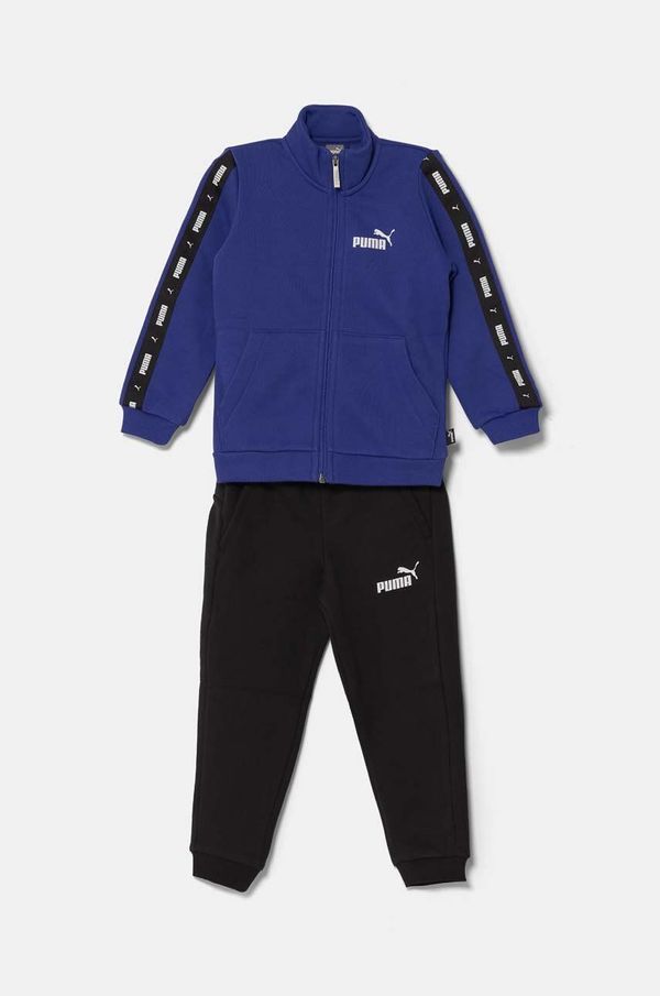 Puma Otroška trenirka Puma Tape Sweat Suit mornarsko modra barva, 670114