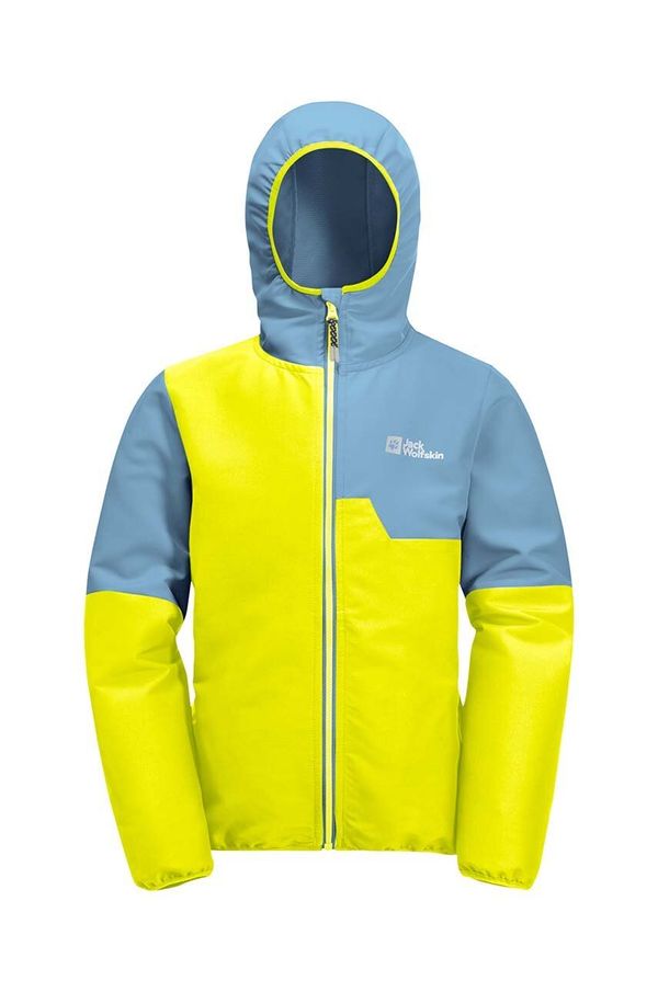 Jack Wolfskin Otroška vodoodporna jakna Jack Wolfskin TURBULENCE rumena barva