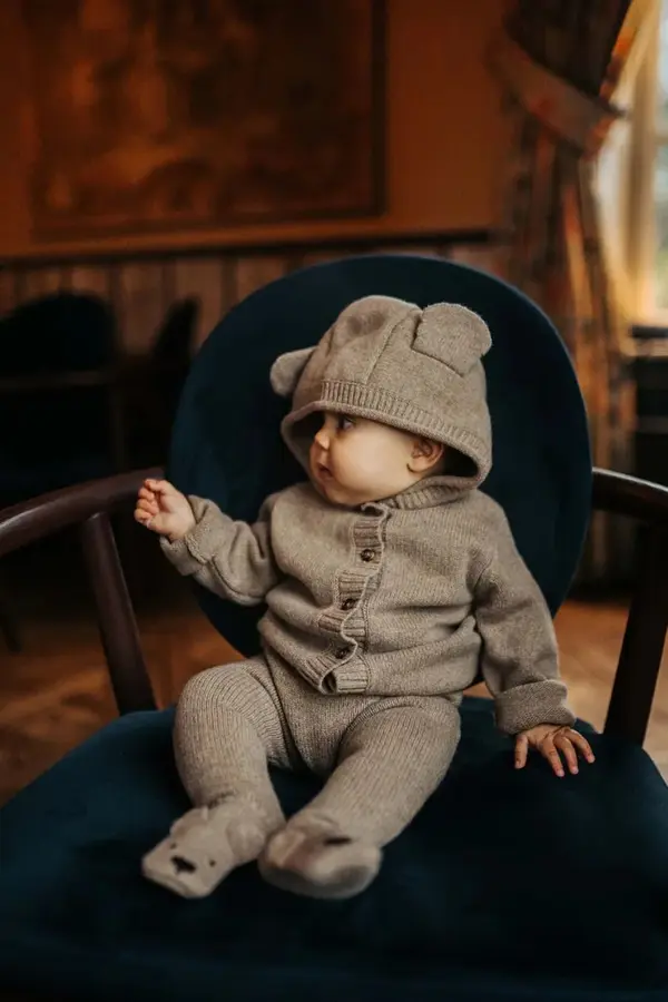 Donsje Otroška volnena jopica Donsje Brittan Merino Wool Cardigan Bear
