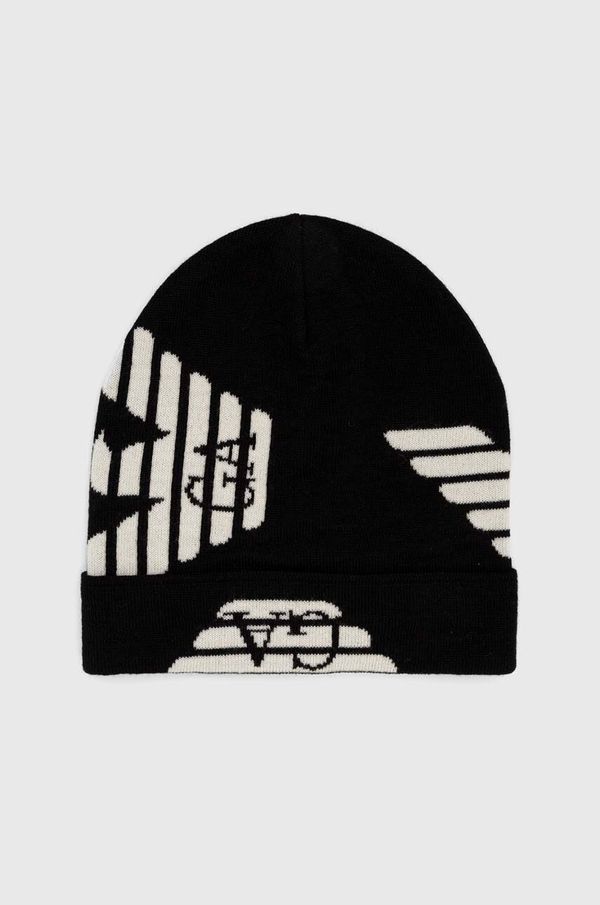 Emporio Armani Otroška volnena kapa Emporio Armani črna barva