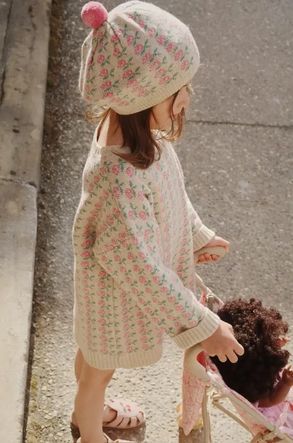 Konges Sløjd Otroška volnena obleka Konges Sløjd BELOU KNIT DRESS bež barva, KS102860
