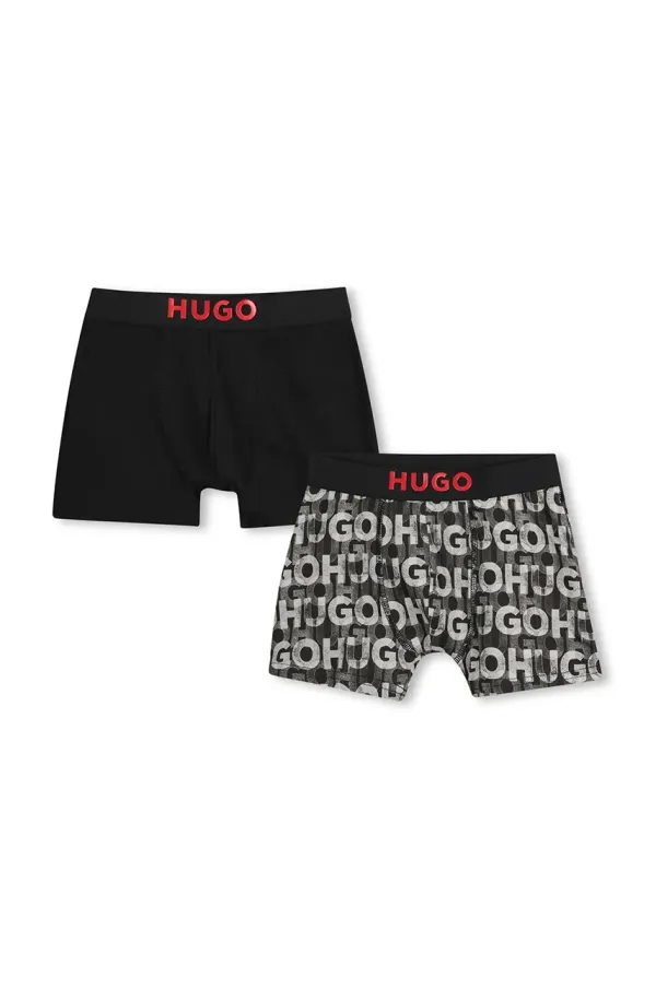 HUGO Otroške boksarice HUGO 2-pack črna barva, G00326
