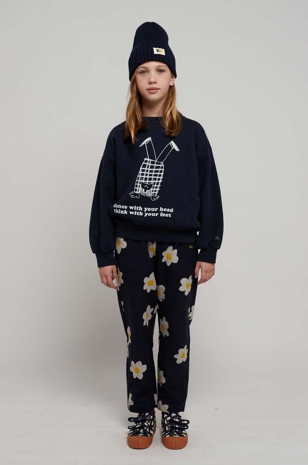 Bobo Choses Otroške bombažne hlače Bobo Choses mornarsko modra barva