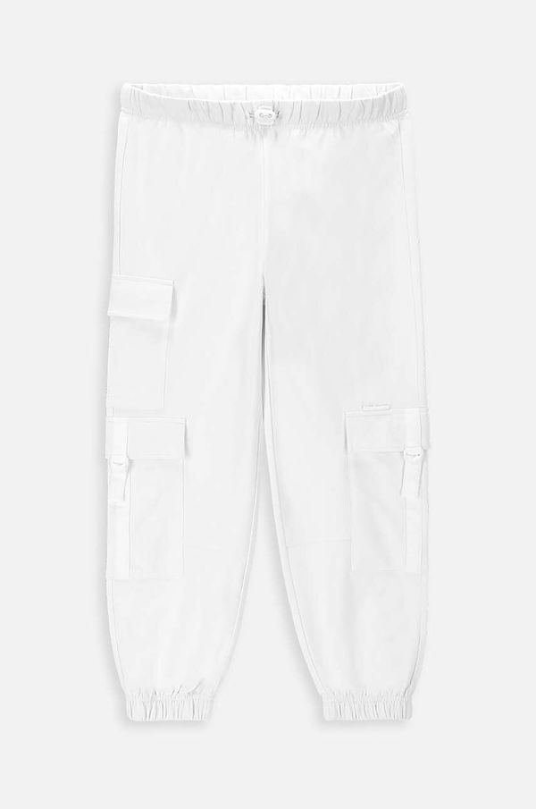 Coccodrillo Otroške bombažne hlače Coccodrillo bela barva