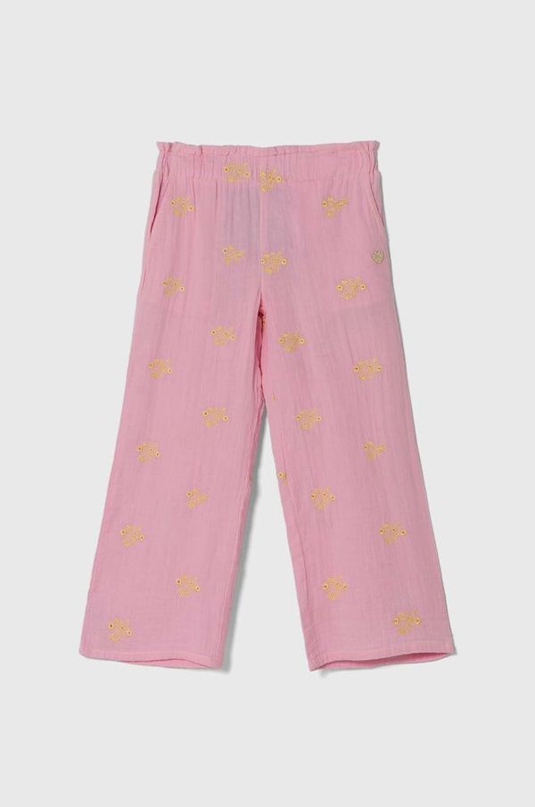 Guess Otroške bombažne hlače Guess roza barva