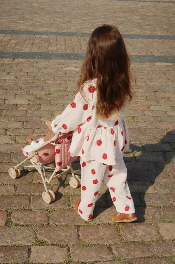 Konges Sløjd Otroške bombažne hlače Konges Sløjd COCO LADYBUG PANTS GOTS bež barva, KS102214