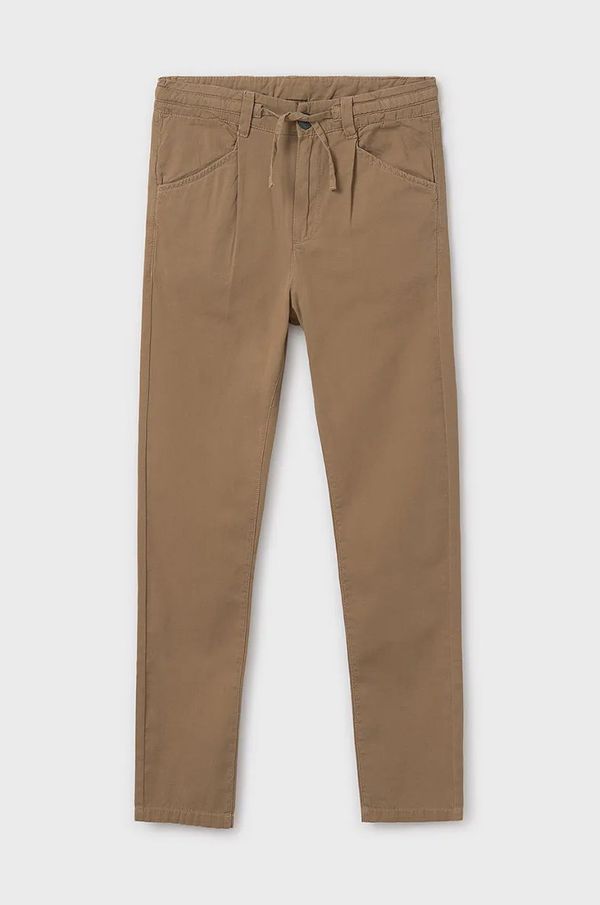 Mayoral Otroške bombažne hlače Mayoral relaxed fit zelena barva, 6525