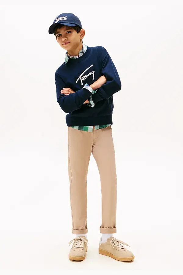 Tommy Hilfiger Otroške bombažne hlače Tommy Hilfiger