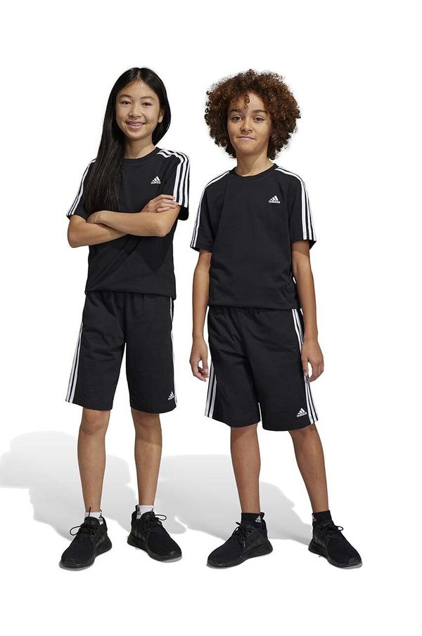 adidas Otroške bombažne kratke hlače adidas U 3S KN SHO črna barva