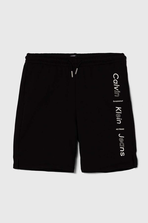 Calvin Klein Jeans Otroške bombažne kratke hlače Calvin Klein Jeans črna barva
