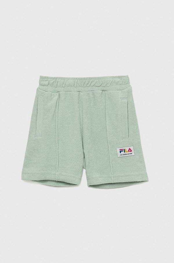 Fila Otroške bombažne kratke hlače Fila zelena barva