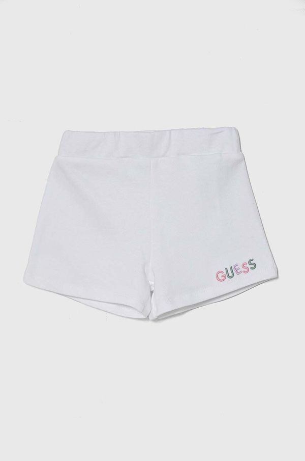 Guess Otroške bombažne kratke hlače Guess bela barva