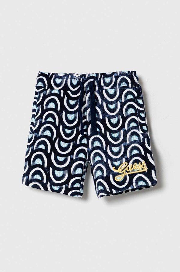 Guess Otroške bombažne kratke hlače Guess mornarsko modra barva
