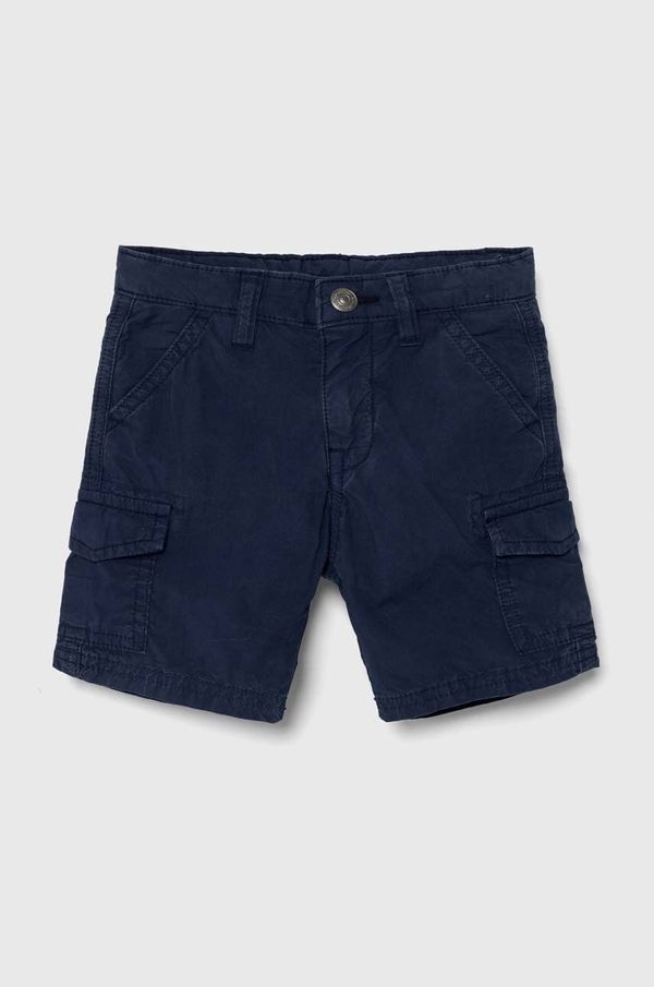 Guess Otroške bombažne kratke hlače Guess mornarsko modra barva