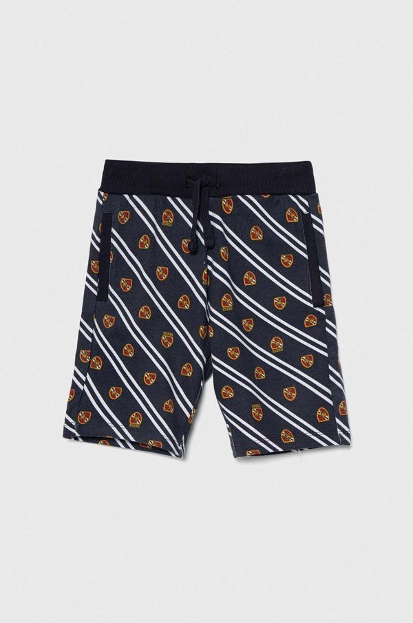 Guess Otroške bombažne kratke hlače Guess mornarsko modra barva