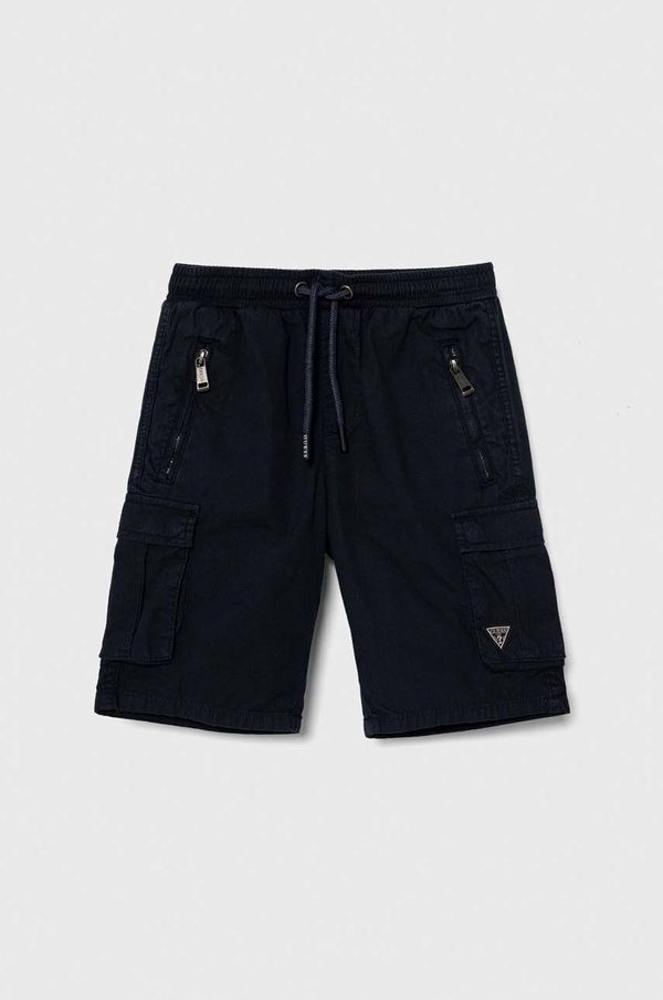 Guess Otroške bombažne kratke hlače Guess mornarsko modra barva