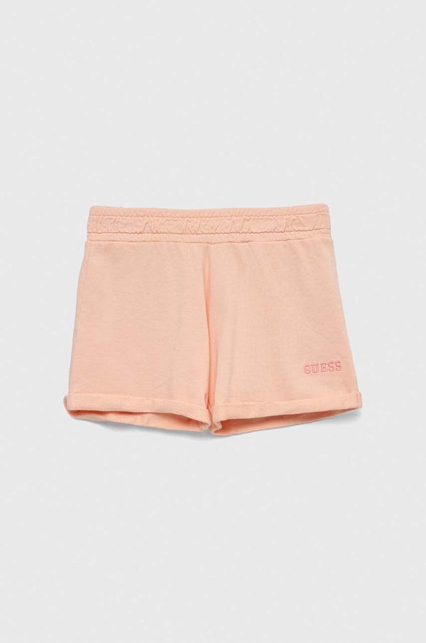 Guess Otroške bombažne kratke hlače Guess oranžna barva