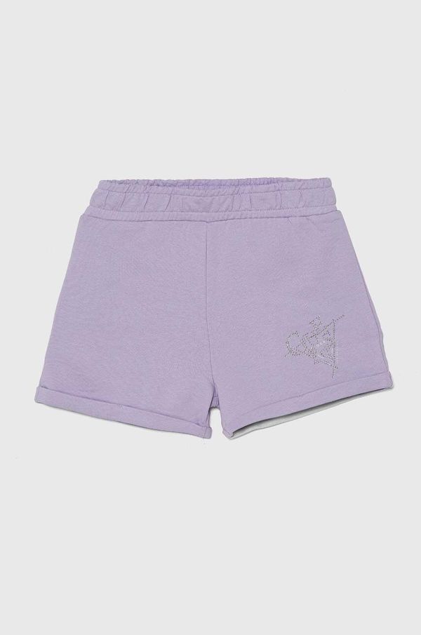 Guess Otroške bombažne kratke hlače Guess vijolična barva
