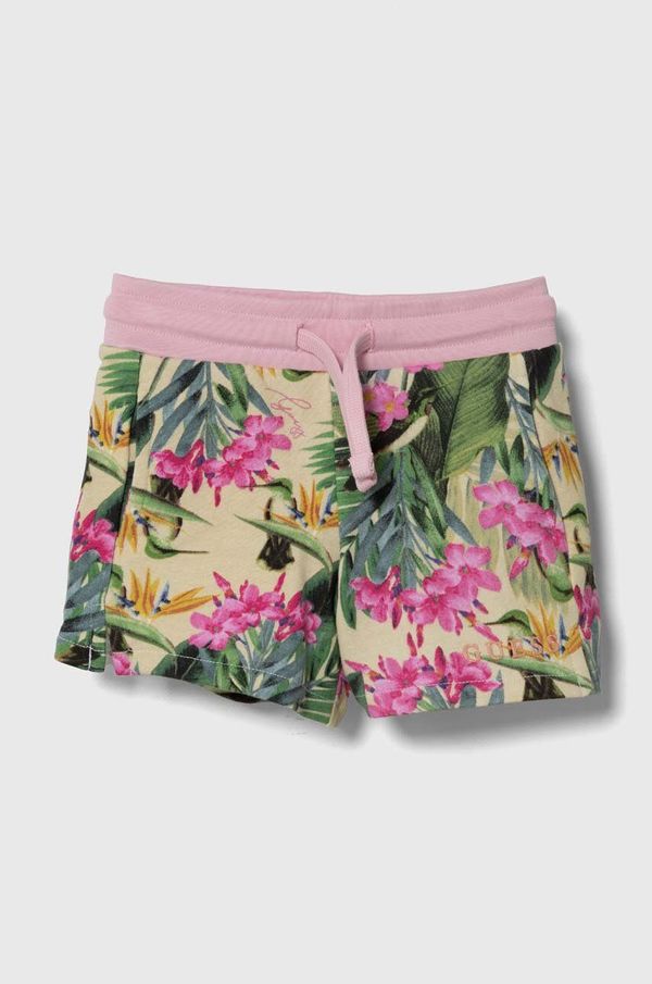 Guess Otroške bombažne kratke hlače Guess zelena barva