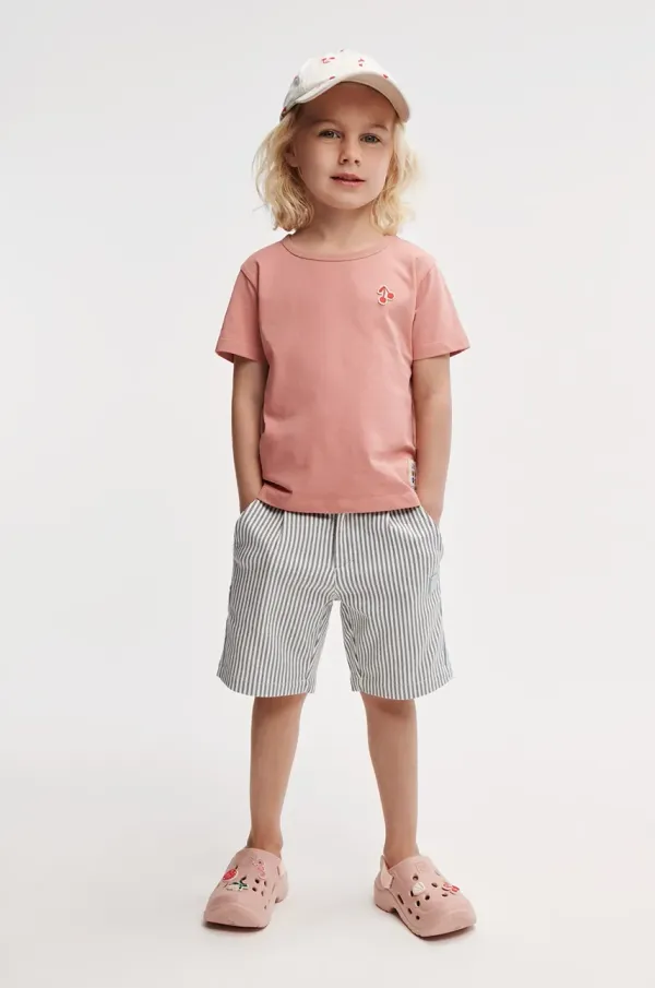 Liewood Otroške bombažne kratke hlače Liewood Barrett Stripe Shorts zelena barva, LW19926