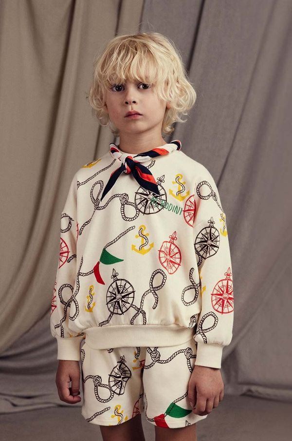 Mini Rodini Otroške bombažne kratke hlače Mini Rodini Nautical bež barva