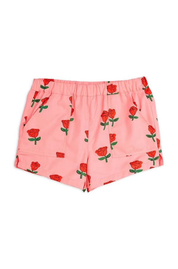 Mini Rodini Otroške bombažne kratke hlače Mini Rodini Roses roza barva, 2513011328