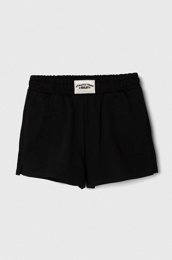 Sisley Otroške bombažne kratke hlače Sisley črna barva