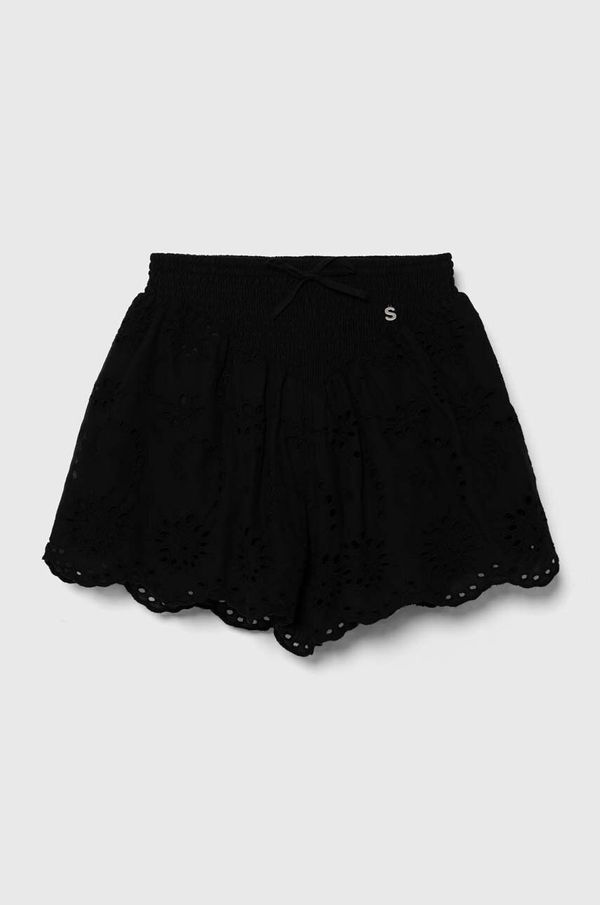 Sisley Otroške bombažne kratke hlače Sisley črna barva