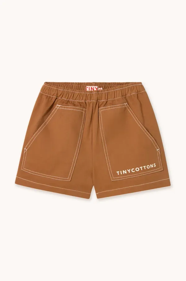 Tinycottons Otroške bombažne kratke hlače Tinycottons SOLID SHORT rjava barva, SS25-212