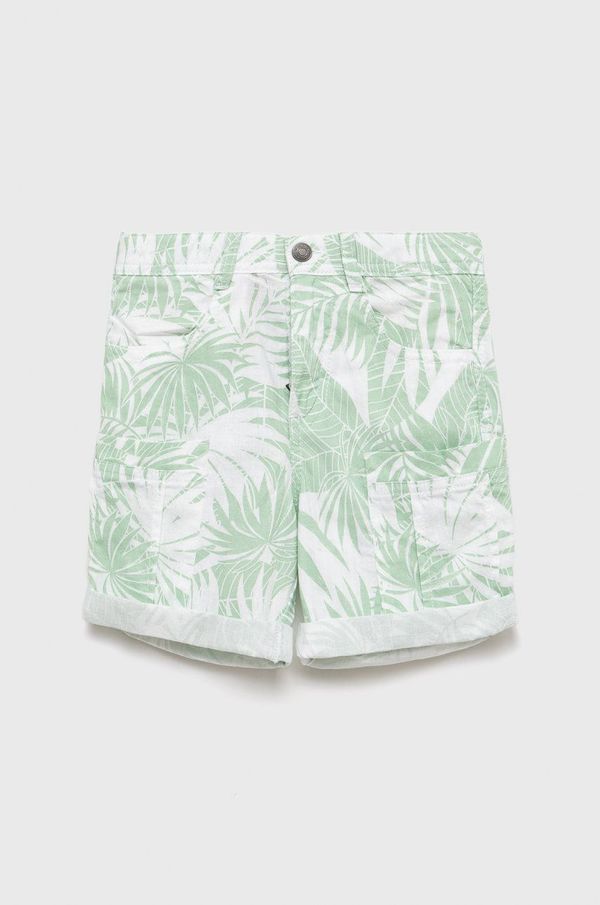 United Colors of Benetton Otroške bombažne kratke hlače United Colors of Benetton zelena barva,