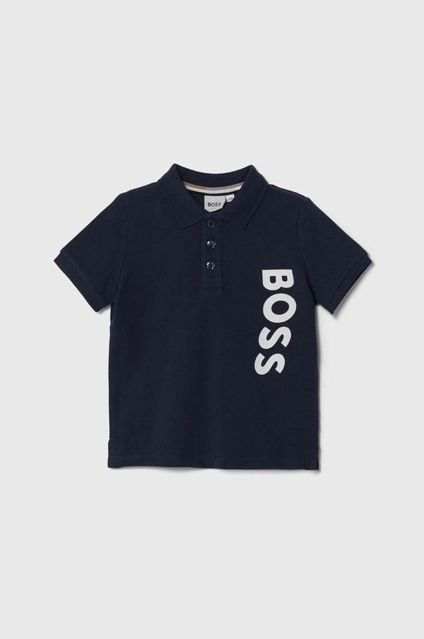 Boss Otroške bombažne polo majice BOSS mornarsko modra barva