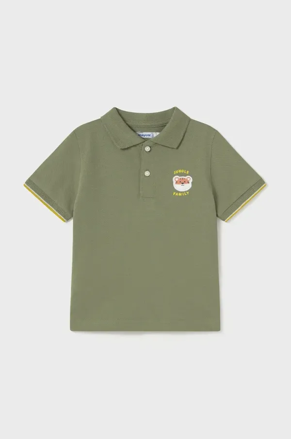 Mayoral Otroške bombažne polo majice Mayoral zelena barva, 1108