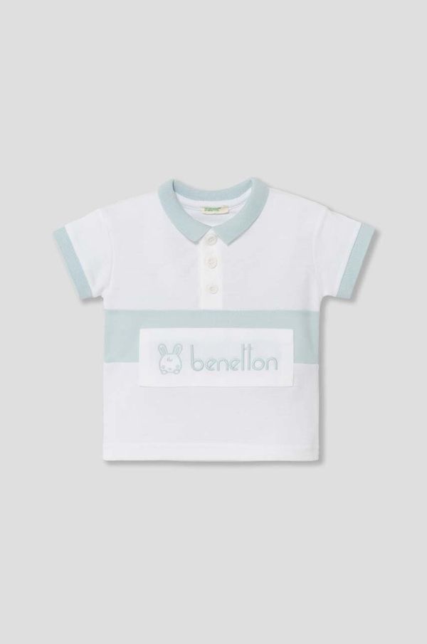 United Colors of Benetton Otroške bombažne polo majice United Colors of Benetton bela barva
