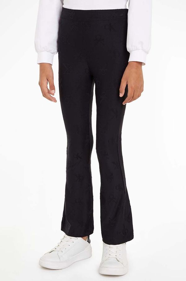Calvin Klein Jeans Otroške hlače Calvin Klein Jeans JACQUARD FLARE črna barva, IG0IG02689