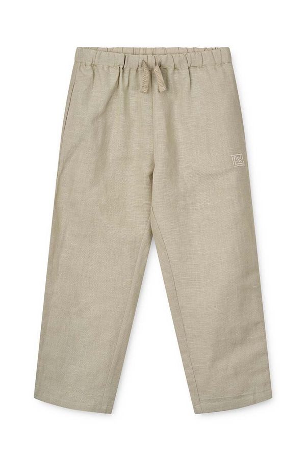 Liewood Otroške hlače s primesjo lanu Liewood Orlando Linen Pants bež barva