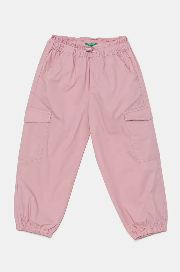 United Colors of Benetton Otroške hlače United Colors of Benetton roza barva, 4L2VGF028